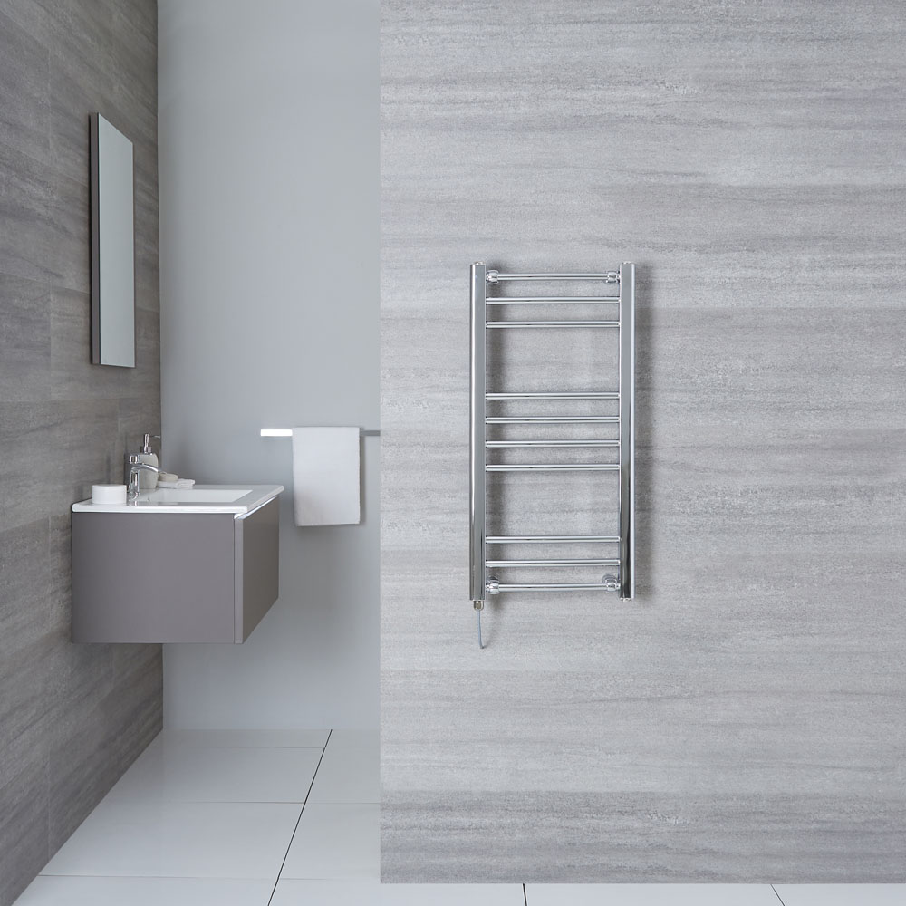 Radiatore Scaldasalviette Elettrico Curvo - Cromato - 800mm x 400mm - Eco