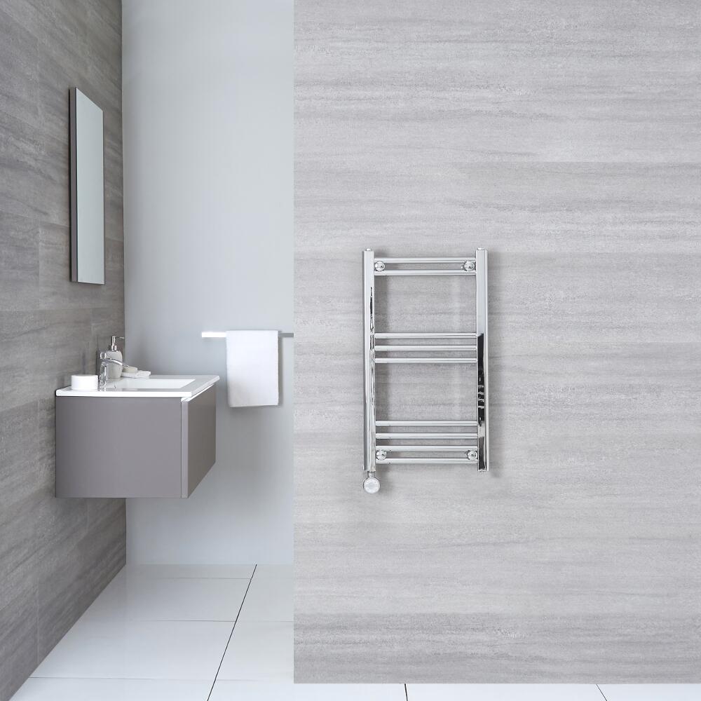 Radiatore Scaldasalviette Elettrico Piatto - Cromato - 700mm x 400mm x 30mm - Ischia