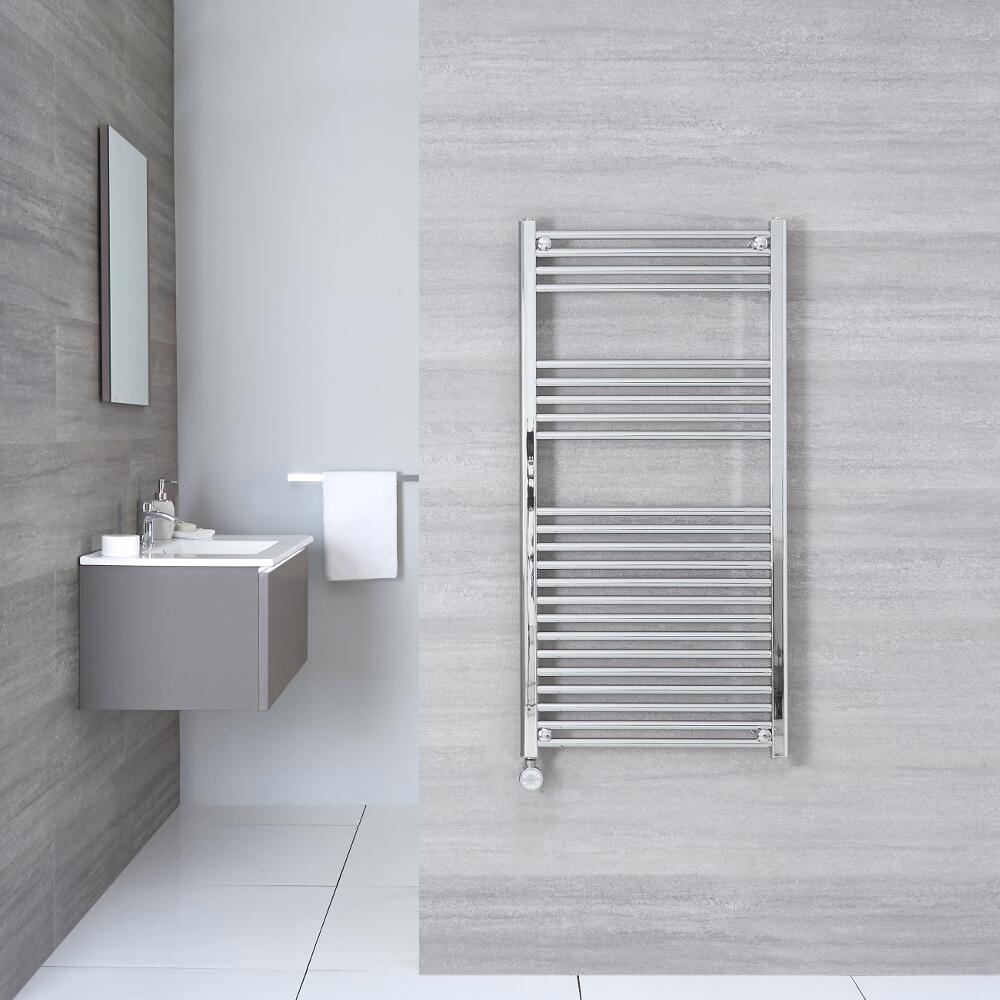 Radiatore Scaldasalviette Elettrico Piatto - Cromato - 1200mm x 500mm x 30mm - Ischia
