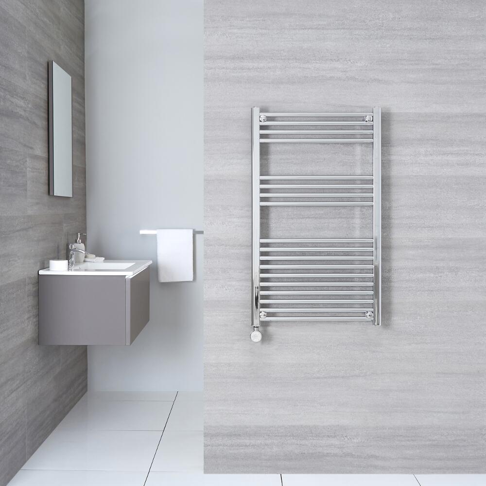 Radiatore Scaldasalviette Elettrico Piatto - Cromato - 1000mm x 600mm x 30mm - Ischia