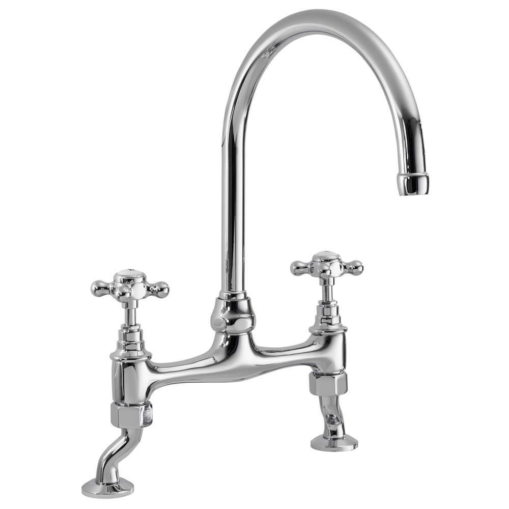 Rubinetto Miscelatore Lavello Cucina Tradizionale in Ottone Cromato