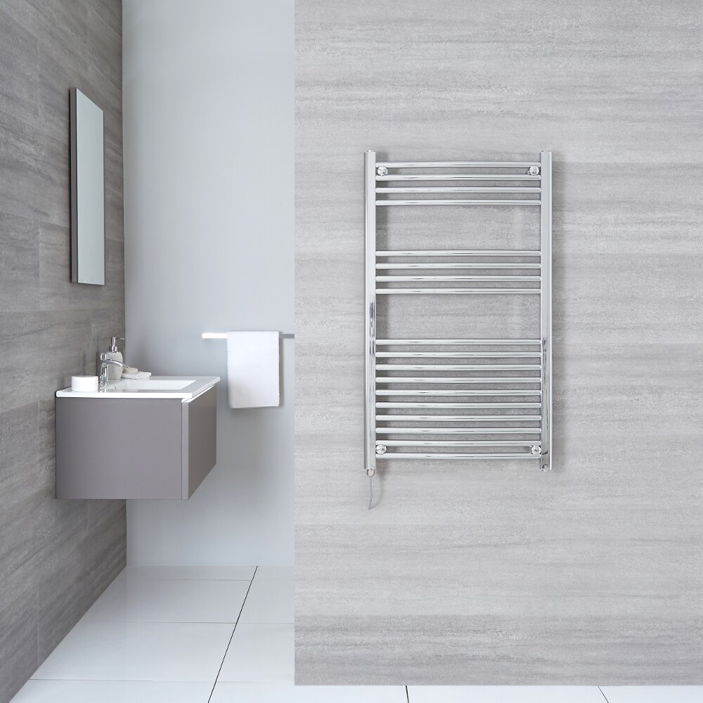 Radiatore Scaldasalviette Elettrico Curvo - Cromato - 1000mm x 500mm x 42mm - Ischia