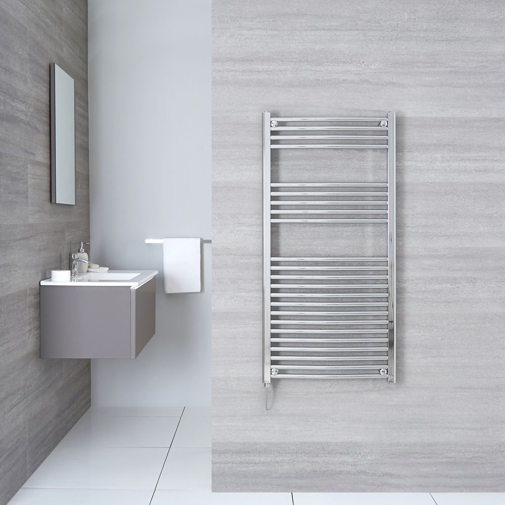 Radiatore Scaldasalviette Elettrico Curvo - Acciaio Cromato - 1200mm x 600mm x 50mm - Ischia