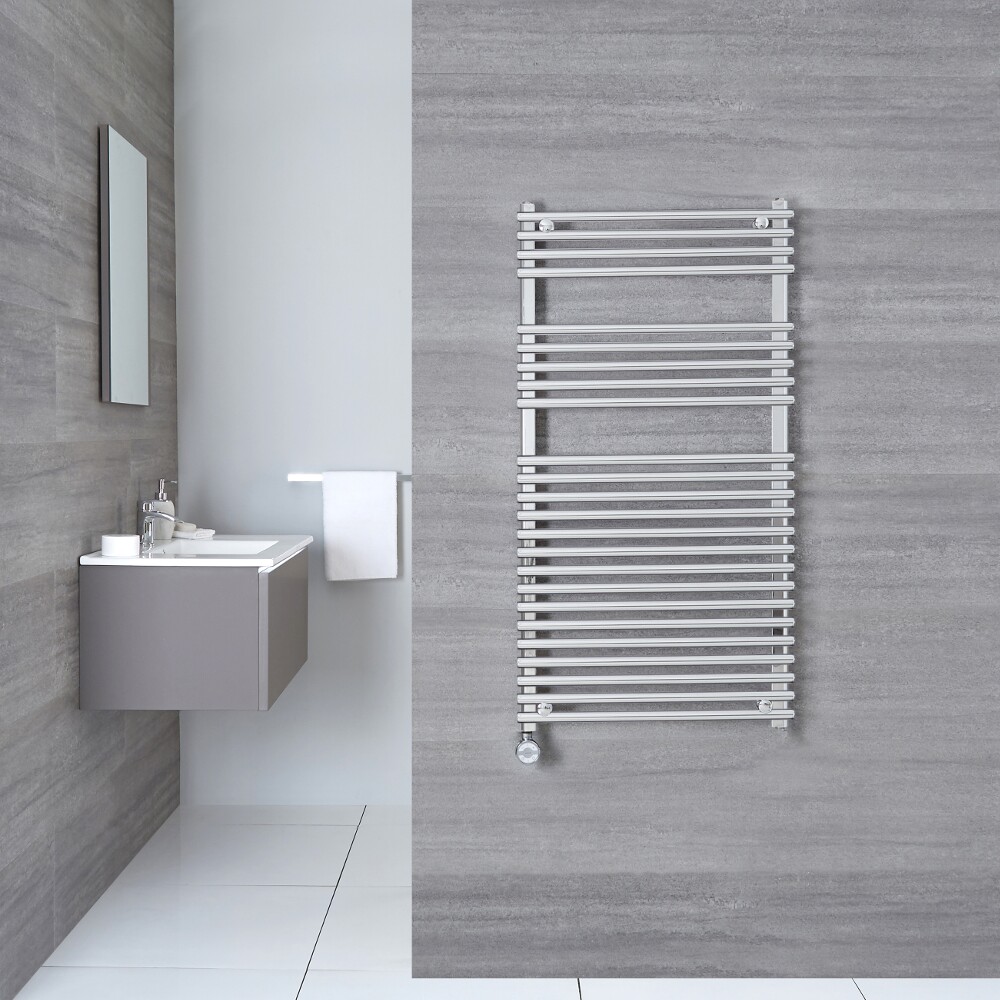 Radiatore Scaldasalviette Elettrico Piatto - Cromato - 1150mm x 600mm x 84mm - Ischia