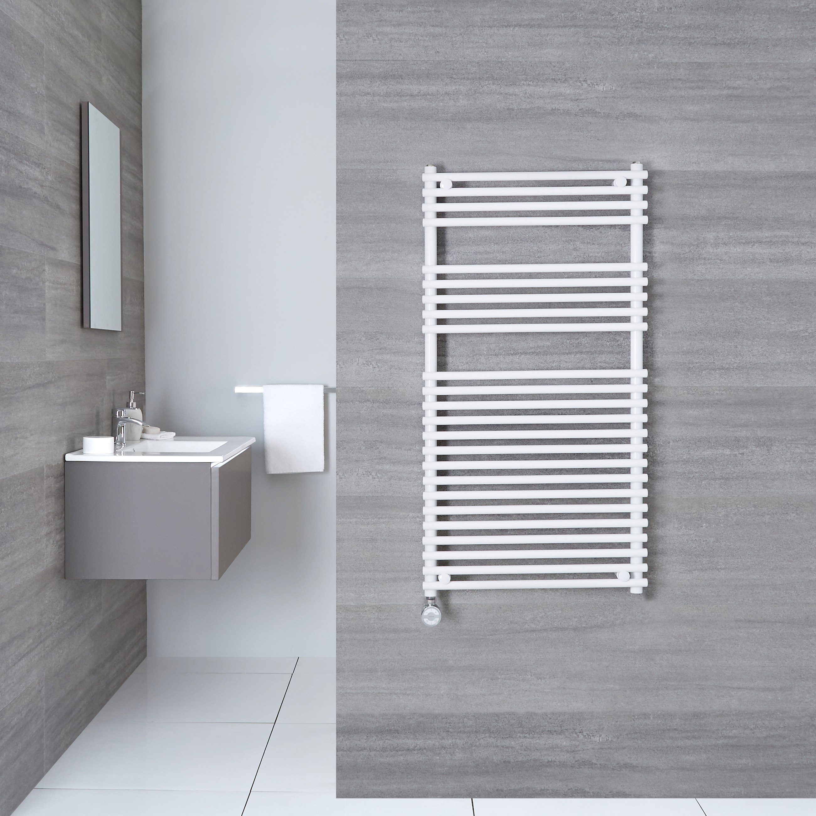 Radiatore Scaldasalviette Elettrico Piatto - Bianco - 1150mm x 600mm x 70mm - Ischia