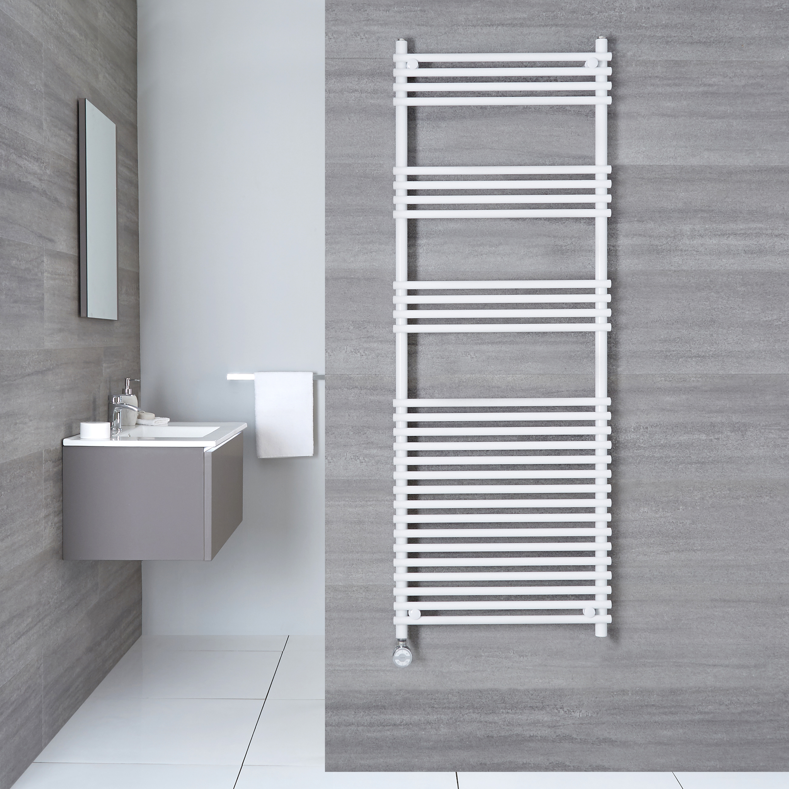 Radiatore Scaldasalviette Elettrico Piatto - Bianco - 1650mm x 600mm x 54mm - Ischia