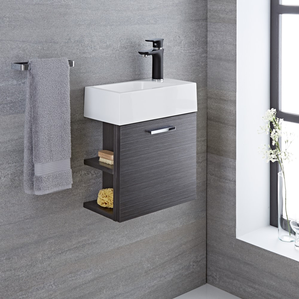 Mobile Bagno Sospeso Colore Grigio 400x220x465mm con Lavabo Integrato - Langley