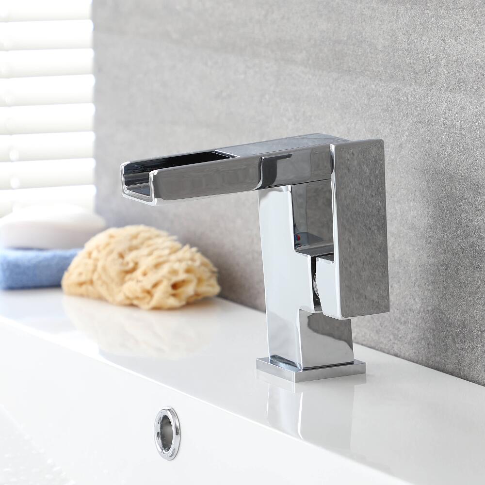 Rubinetto Miscelatore Lavabo Monocomando a Cascata con Luce LED