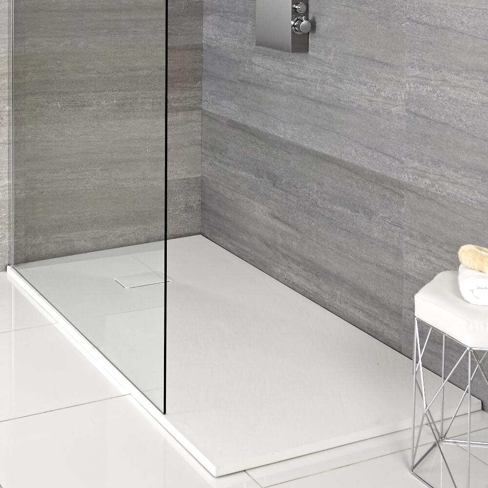 Piatto Doccia Rettangolare Effetto Pietra Colore Bianco Opaco 1800x900mm