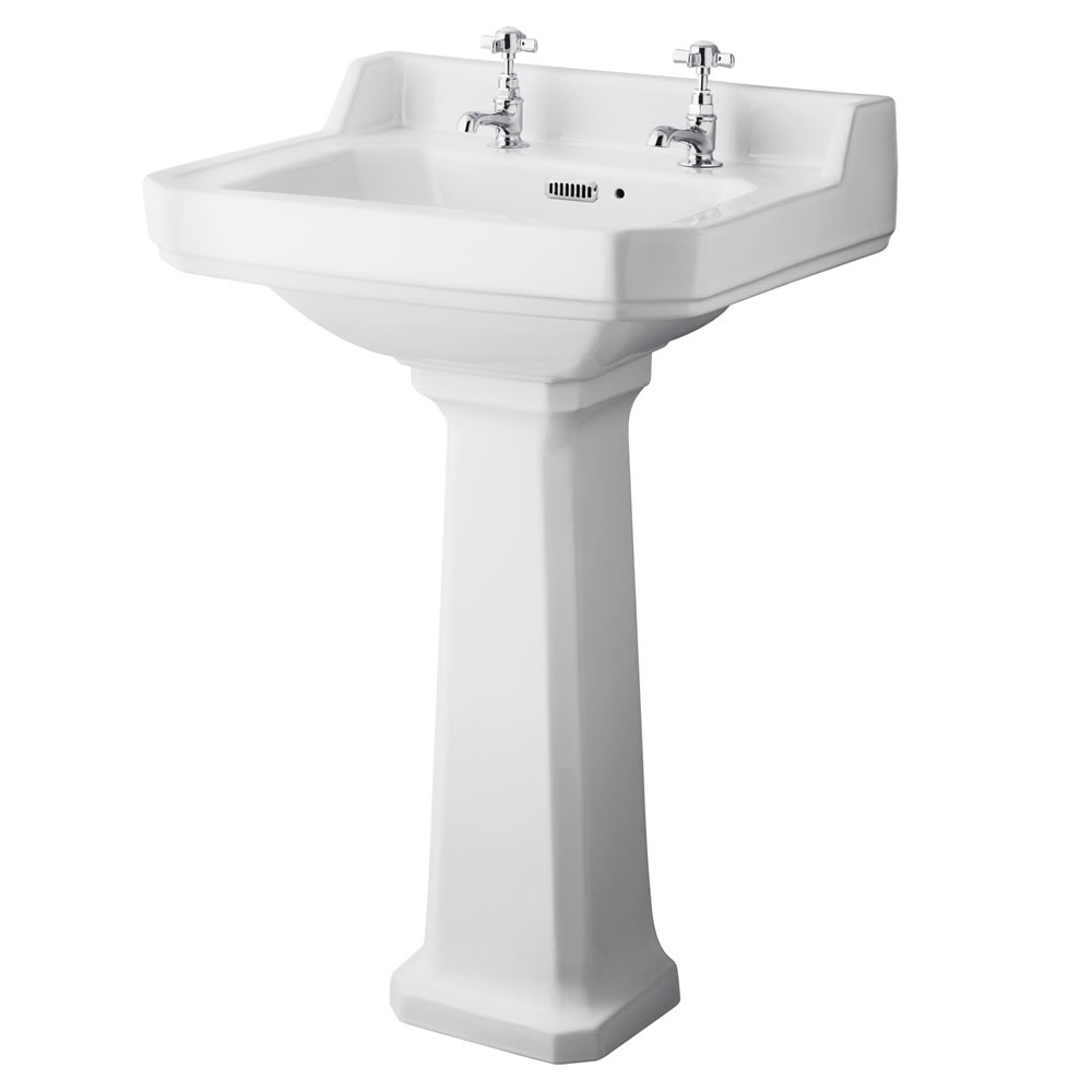 Set Bagno Completo di Lavabo e Sanitario Stile Retro con Scelta di Sedili Copri WC
