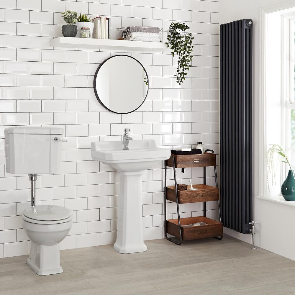 Sanitario con Vaso Tradizionale Cassetta Bassa in Ceramica Sedile e Copri WC - Richmond