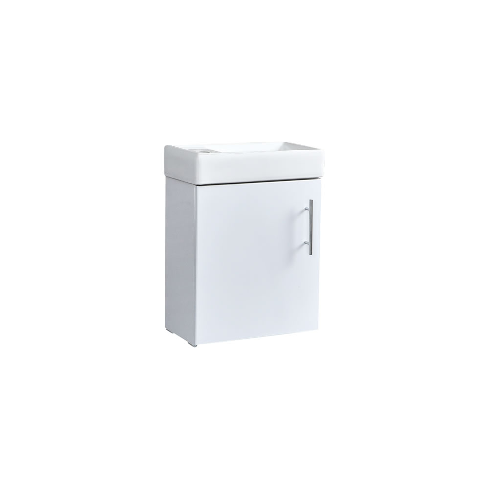 Mobile Lavabo Compatto Bianco de 400mm Completo di Lavabo – Cluo