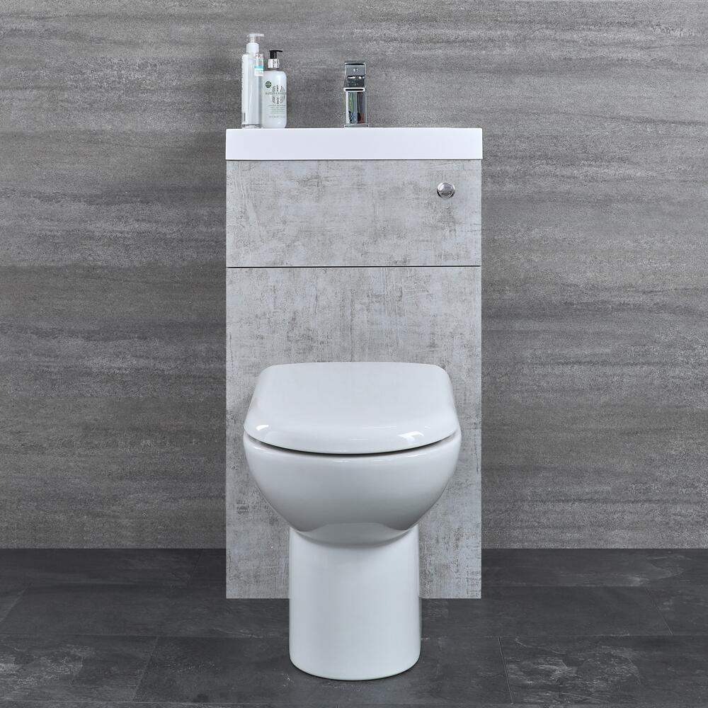 Set Bagno Completo con Lavabo e Sanitario Integrato Minimalist Colore Grigio Calcestruzzo