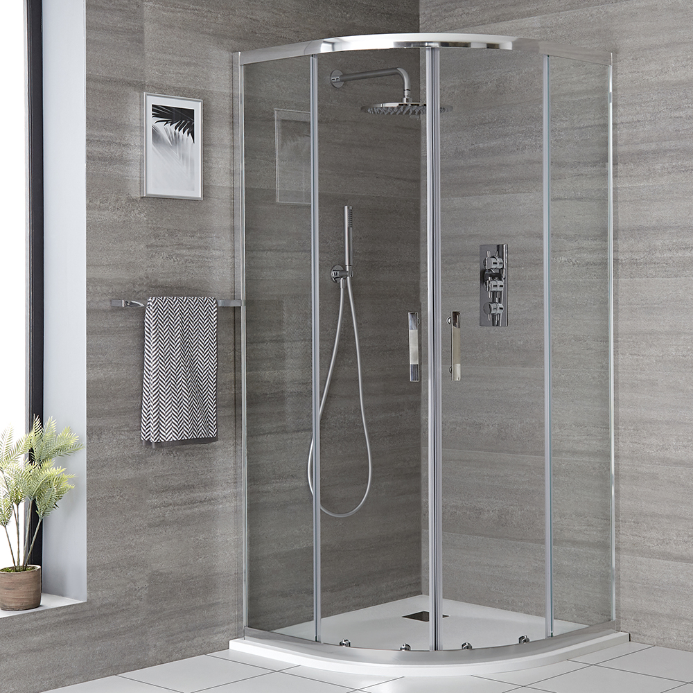 Box Doccia Angolare Portland con Piatto Doccia Effetto Pietra - Piatto Disponibile in Diverse Finiture