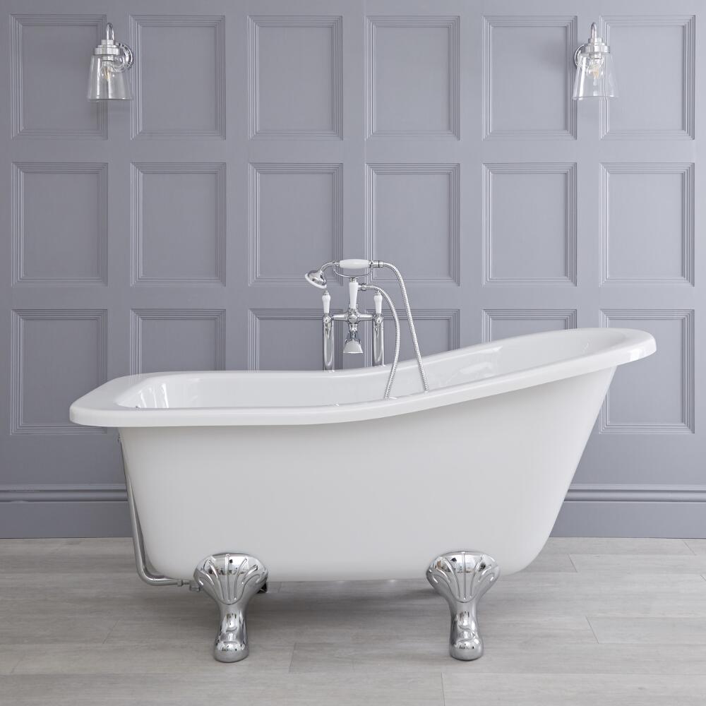 Vasca in Acrilico Freestanding Centro Stanza Piccola Tradizionale 1500x730mm con Piedini