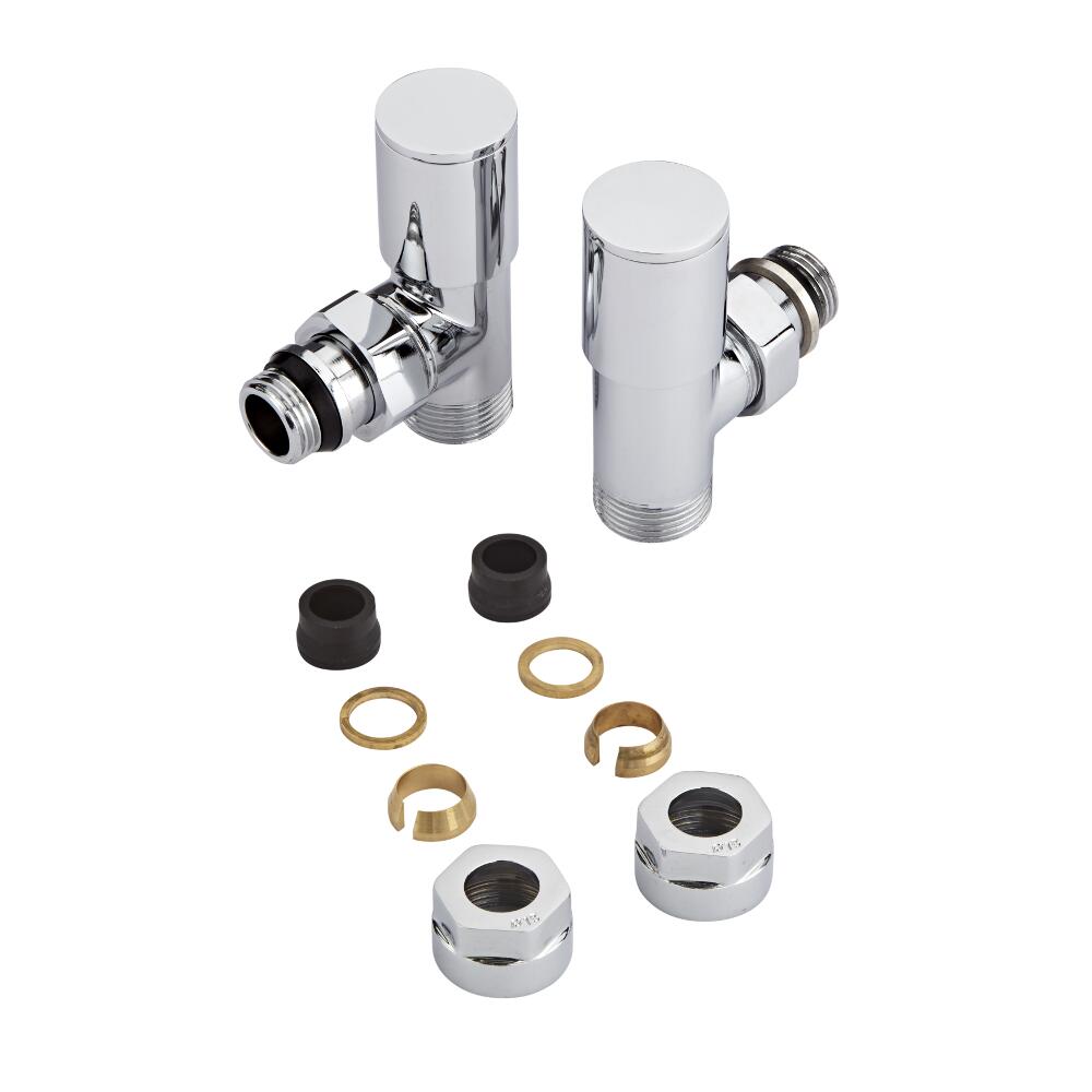 Coppia di Valvole per Radiatori e Scaldasalviette 3/4” con Adattatori per Tubi in Rame 15mm