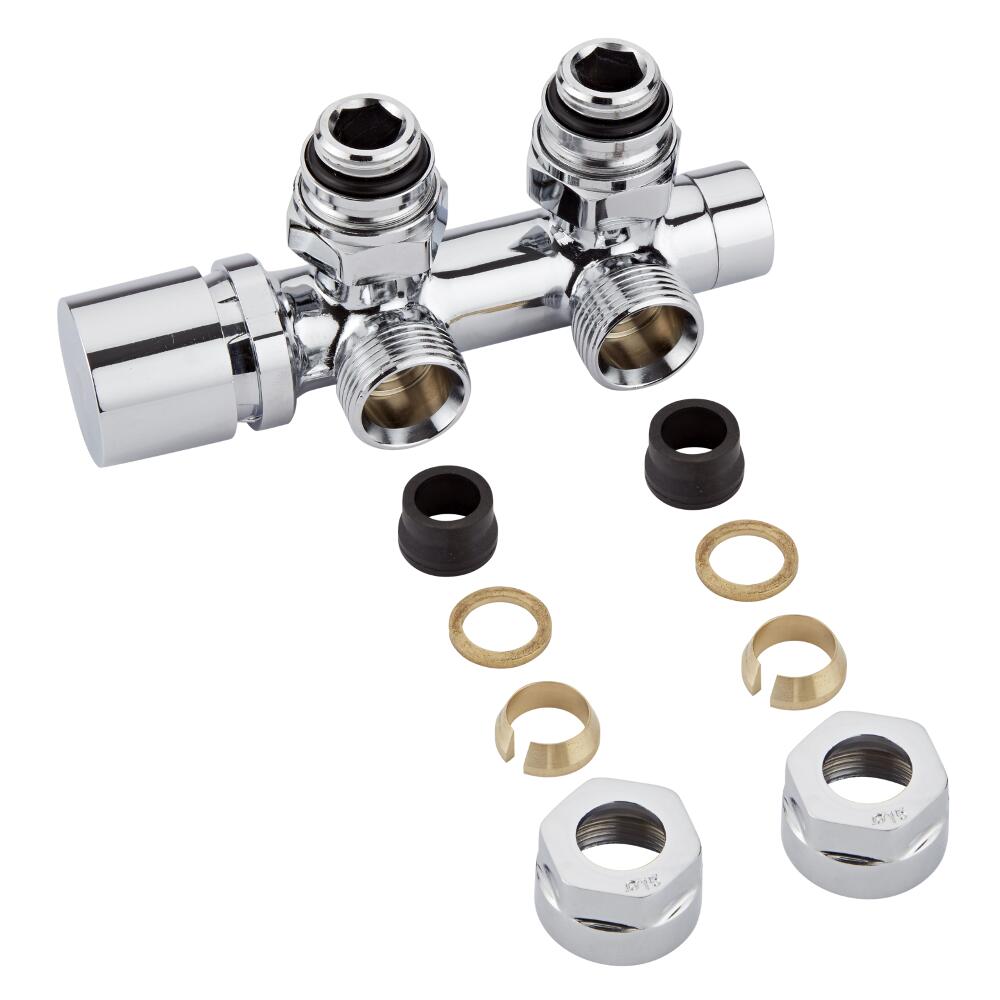Valvole a Squadra per Radiatori e Scaldasalviette 3/4” con Adattatori per Raccordi 15mm per Tubi in Rame - Multiblock H
