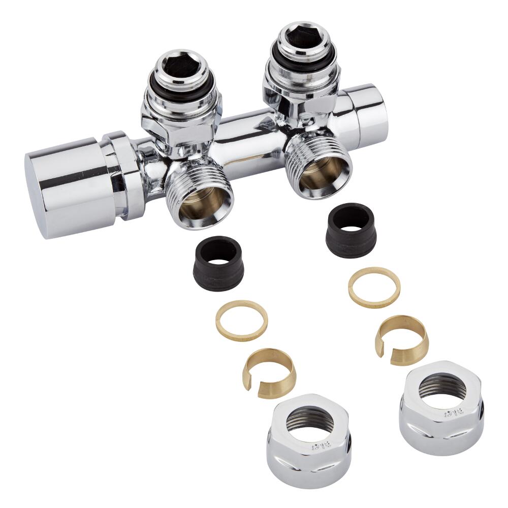 Valvole a Squadra per Radiatori e Scaldasalviette 3/4” con Adattatori per Raccordi 16mm per Tubi in Rame - Multiblock H
