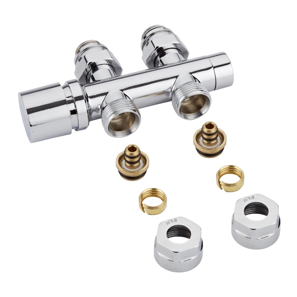 Valvole Diritte per Radiatori e Scaldasalviette 3/4” con Adattatori per Raccordi Pex o Multistrato 14mm – Multiblock H