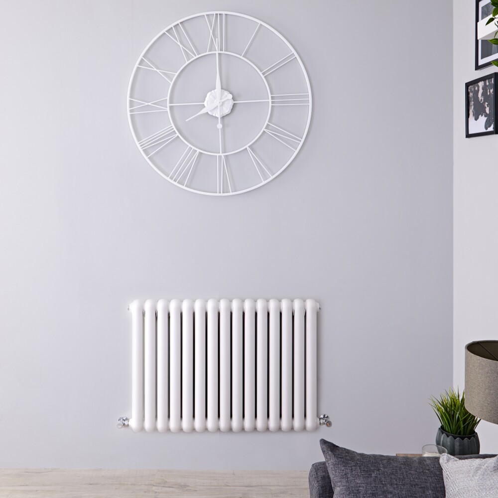 Radiatore di Design Orizzontale Doppio Tradizionale - Bianco - 635mm x 863mm x 80mm - 1496 Watt - Saffre