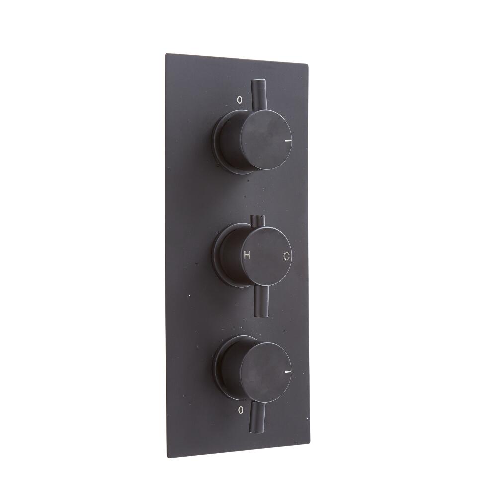 Miscelatore Doccia Termostatico Circolare Nero Triplo a 2 Vie - Nox