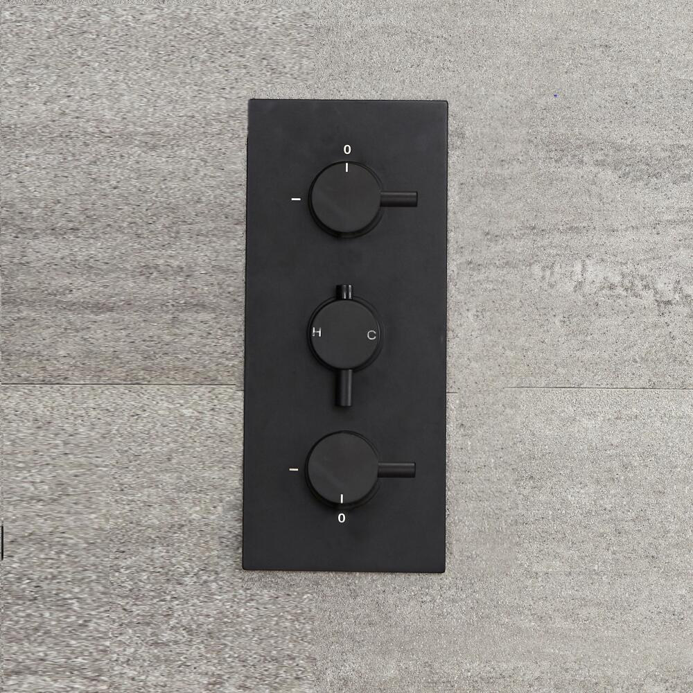 Miscelatore Doccia Termostatico Circolare Nero Triplo a 2 Vie - Nox