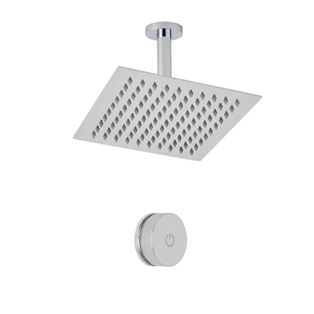 Doccia Digitale con Sistema di Controllo ad 1 Via con Soffione Doccia Quadrato 200x200mm e Braccio a Soffitto - Narus