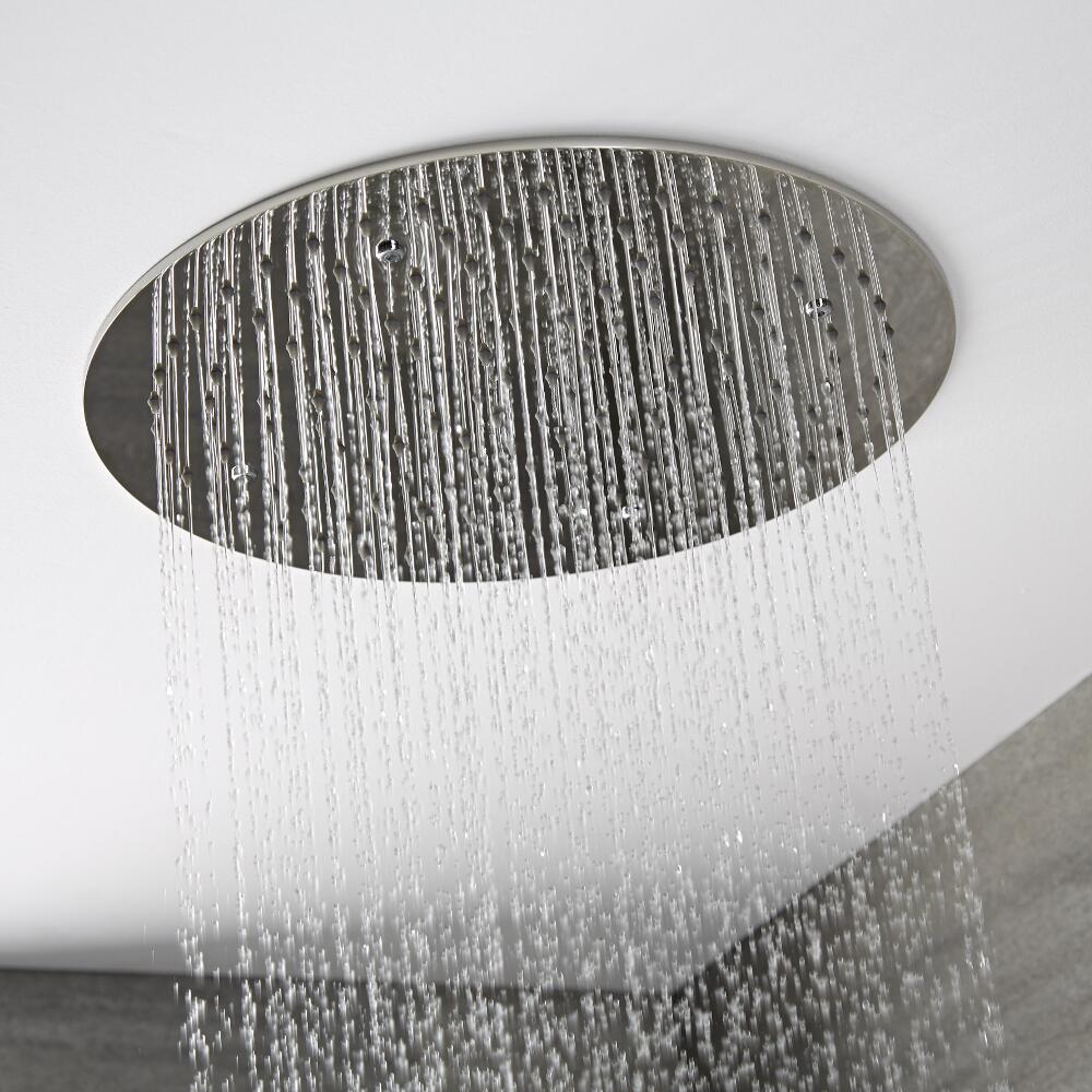 Soffione Doccia da Incasso Circolare a Soffitto Circolare 400 x 400mm Acciaio Inox - Trenton