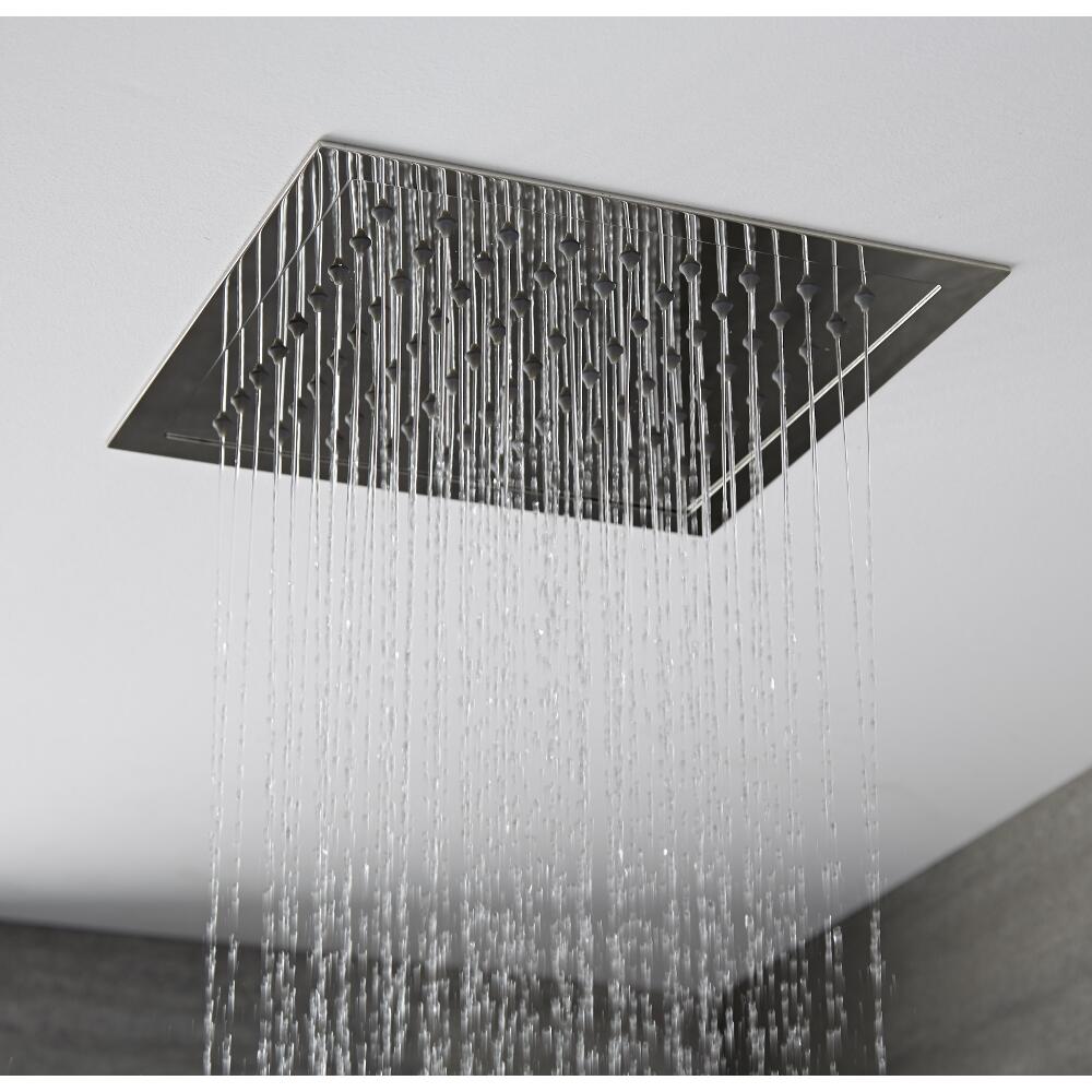 Soffione Doccia da Incasso Quadrato a Soffitto Quadrato 280mm Acciaio Inox - Trenton