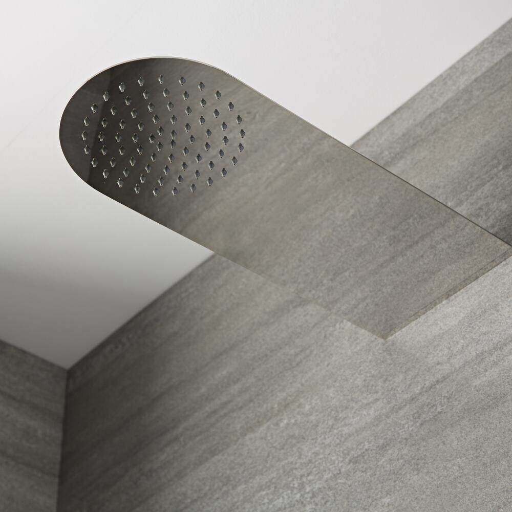 Soffione Doccia Circolare Ultrapiatto 200x500m con Braccio Doccia Murale Integrato - Mirage
