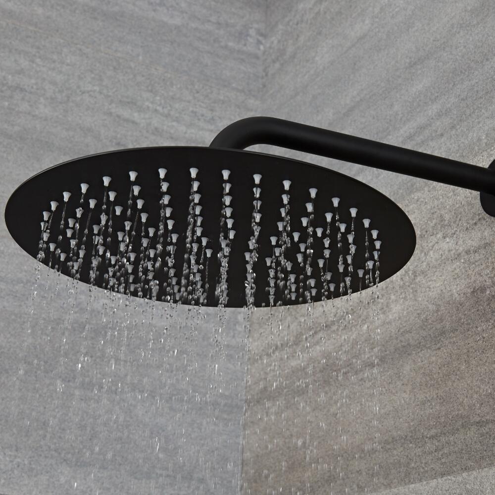 Soffione Doccia Circolare Nero 300mm Acciaio Inox - Nox
