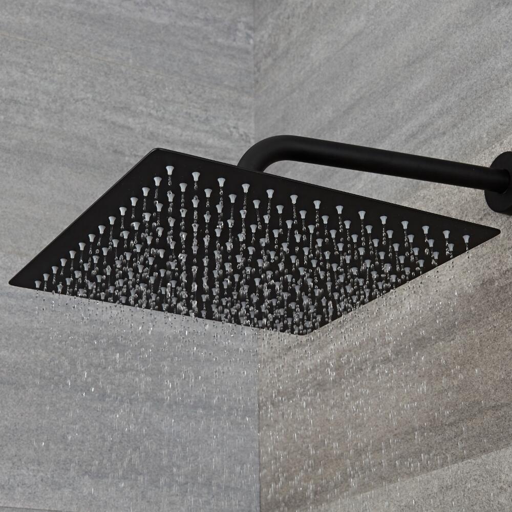 Soffione Doccia Quadrato Nero 300x300mm Acciaio Inox - Nox