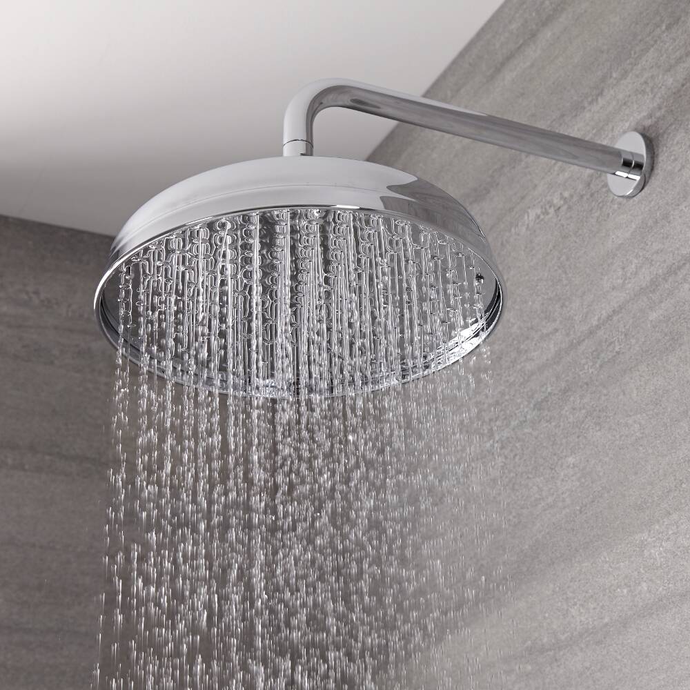 Soffione Doccia Circolare Tradizionale in Ottone Cromato Solido 300mm