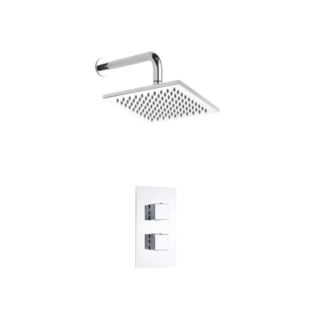 Kit Doccia Completo di Miscelatore Termostatico Incasso Triplo ad 1 Via con Soffione Doccia 200mm e Braccio Doccia