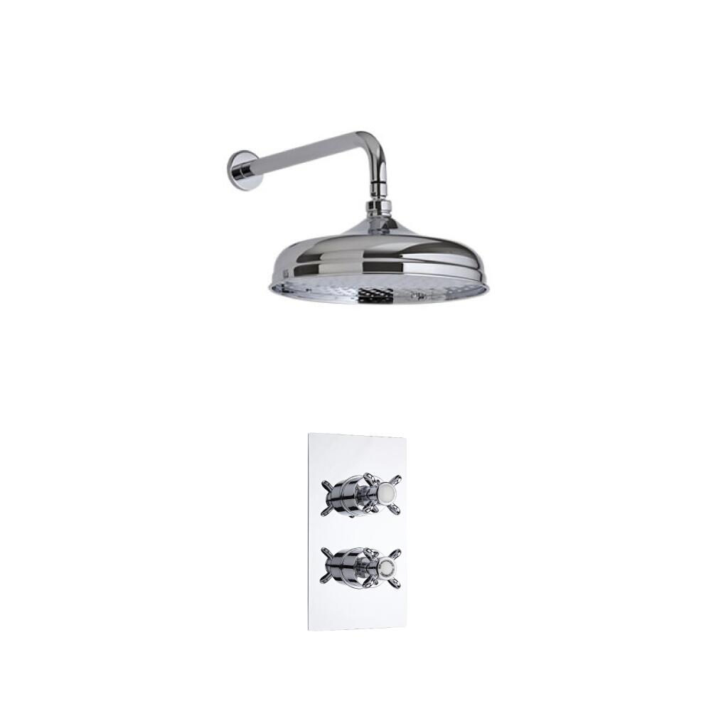 Kit Doccia Tradizionale Completo di Miscelatore Doccia Termostatico Incasso ad Una Via, Soffione Doccia Classico 150mm e Braccio Doccia