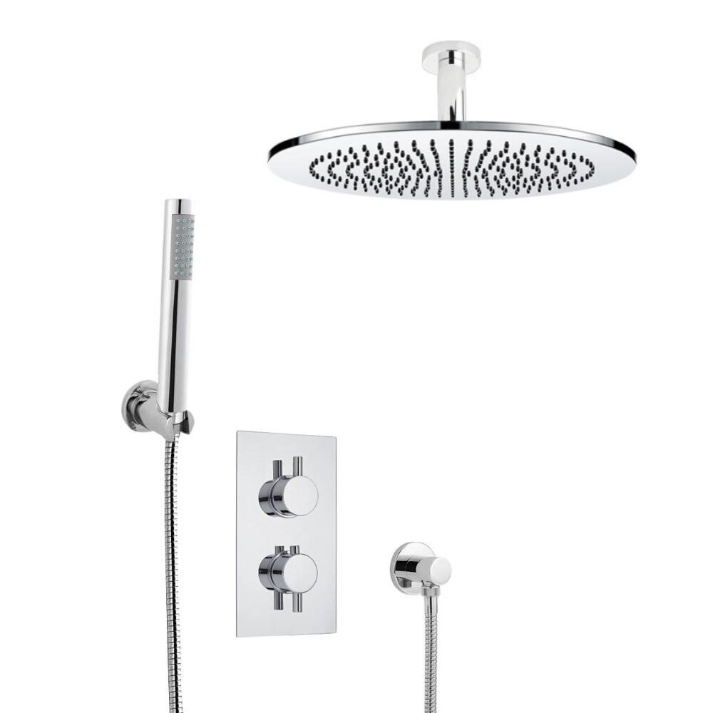 Kit Doccia Completo di Miscelatore Termostatico a Due Vie con Soffione Doccia, Braccio Doccia e Doccetta