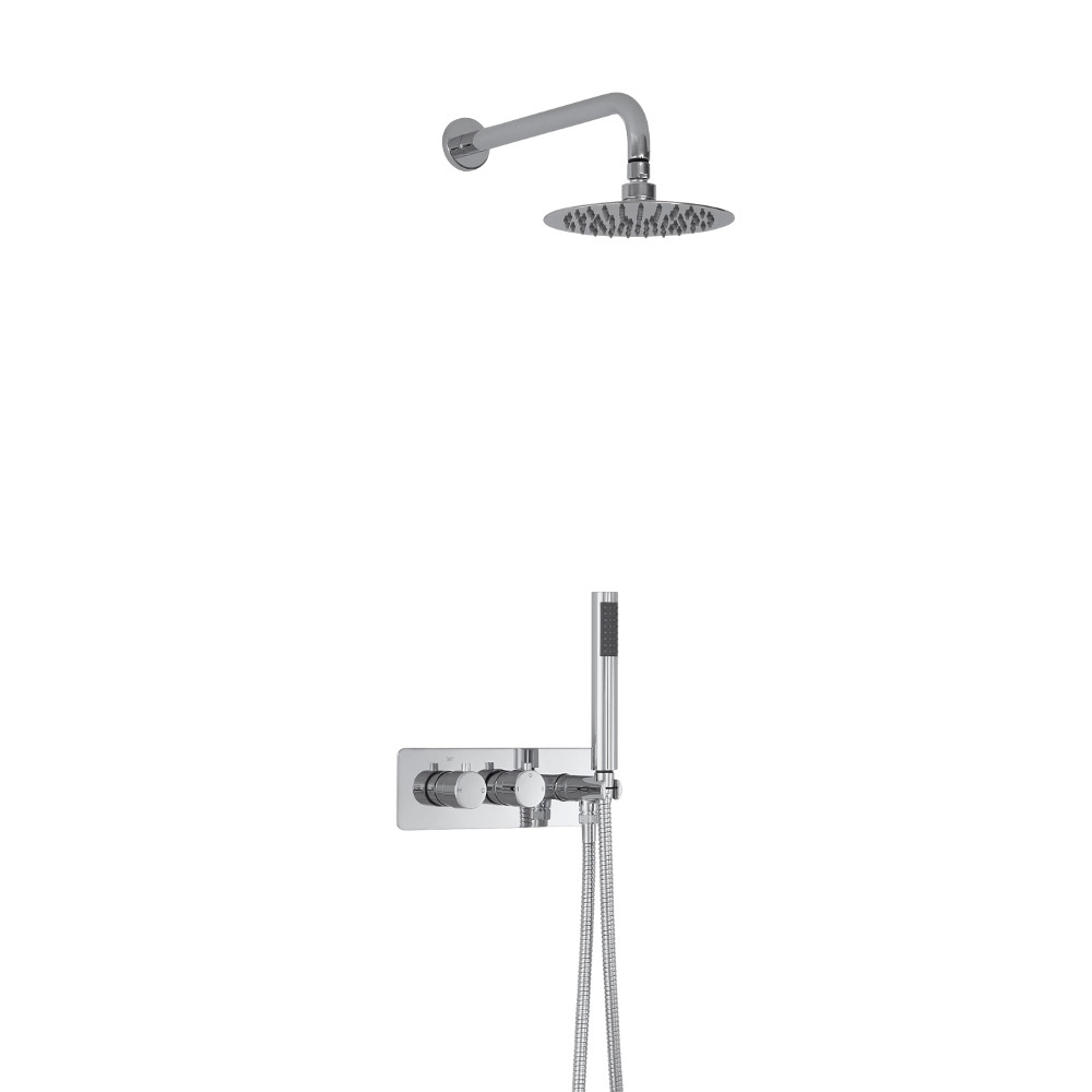 Miscelatore Doccia Incasso Quadrato a 2 Vie con Deviatore Integrato con Soffione 200mm e Doccetta Design Circolare - Mirage