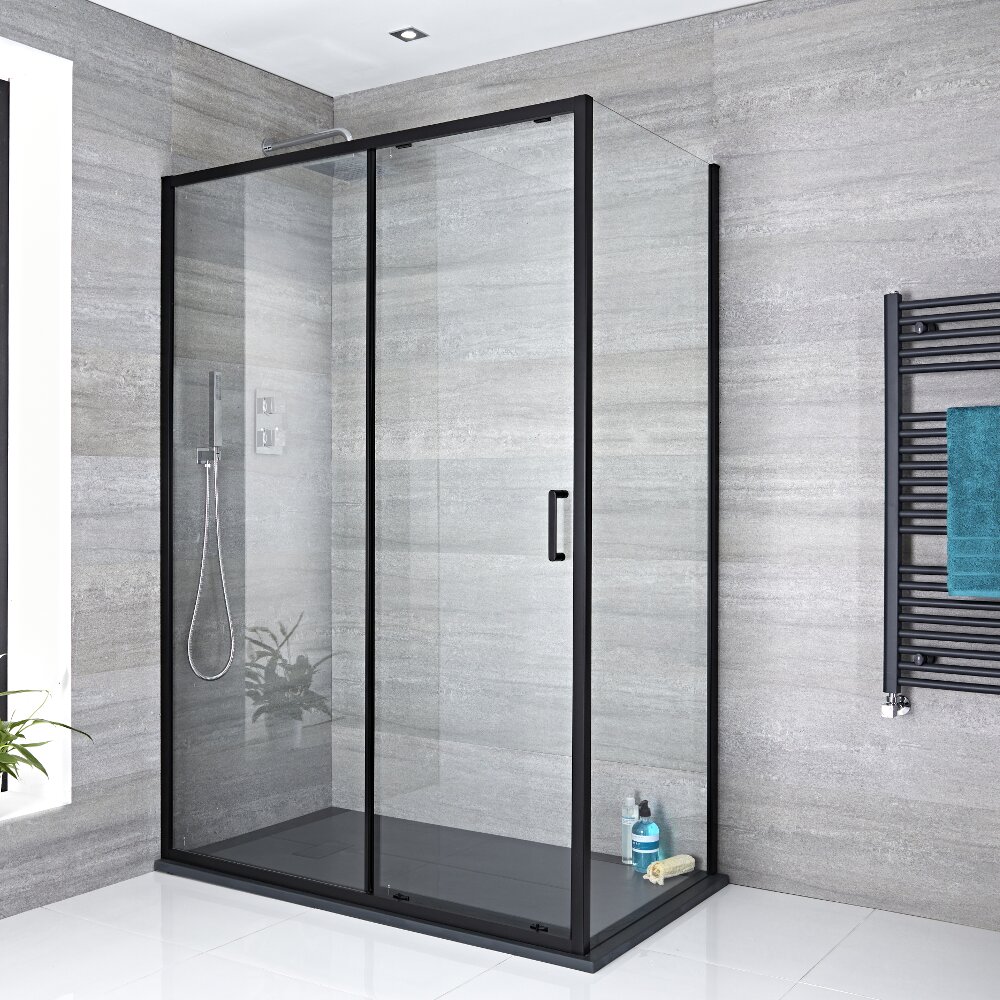 Box Doccia Completo con Porta Doccia Scorrevole 1500x1950mm con Parete Doccia e Piatto Doccia - Nox