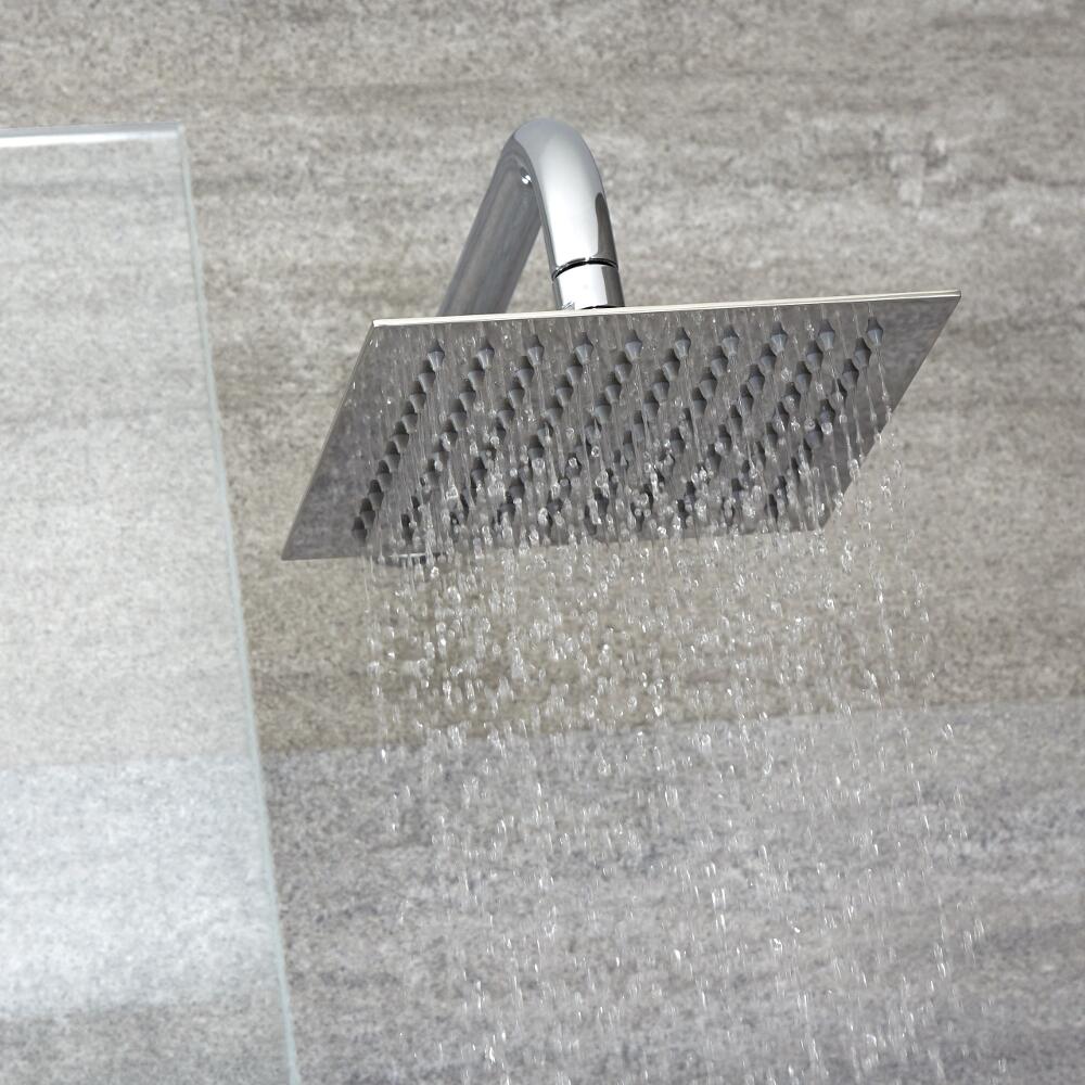 Soffione Quadrato Ultrasottile Slimline 200 x 200mm e Braccio Doccia