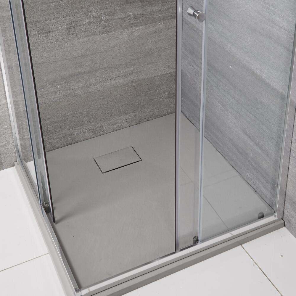 Piatto Doccia Quadrato Effetto Pietra Colore Grigio Chiaro 900mm - Rockwell