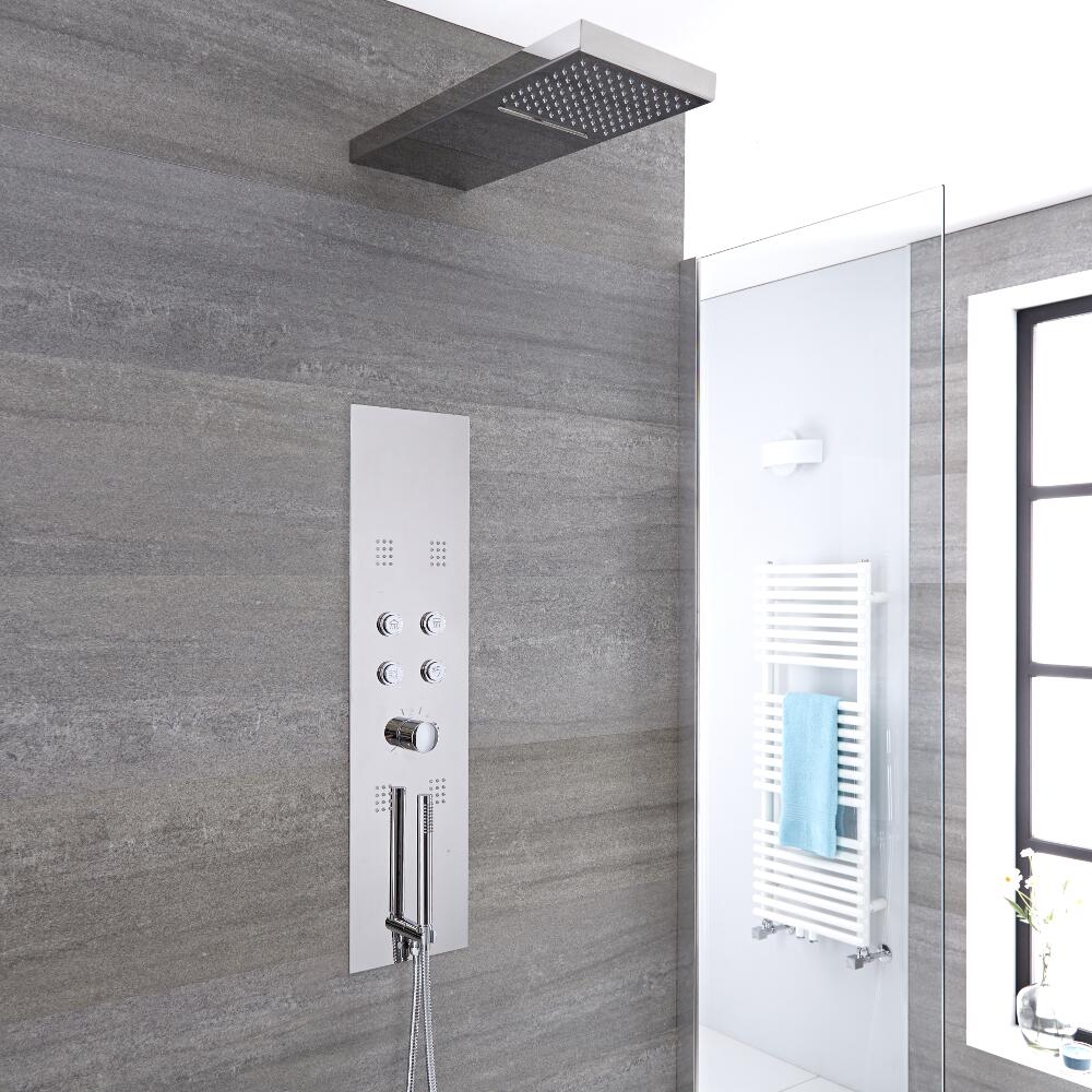 Pannello Doccia Termostatico Multifunzione ad Incasso Realizzato in Acciaio Inox - Grasmere