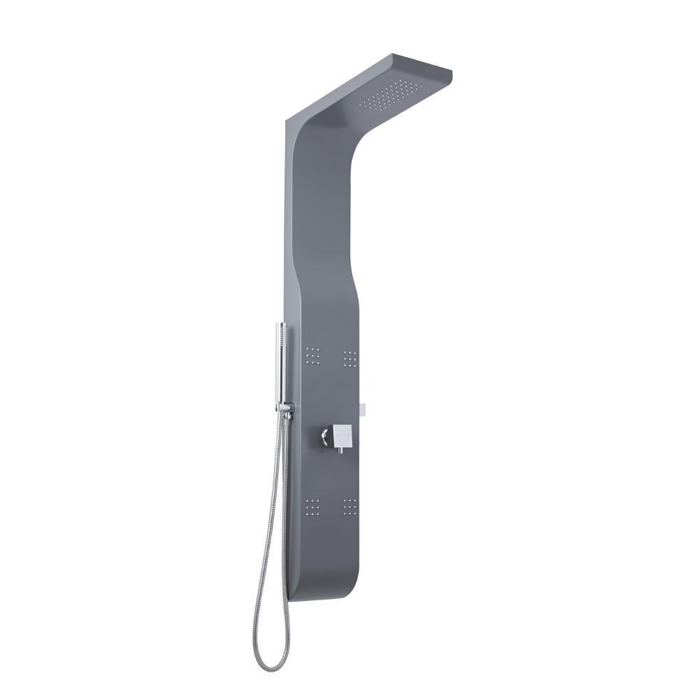 Pannello Doccia Manuale Antracite a 3 Vie in ABS con Soffione Doccia 4 Idrogetti e Doccetta con Flessibile 1400x207x450mm - Alston