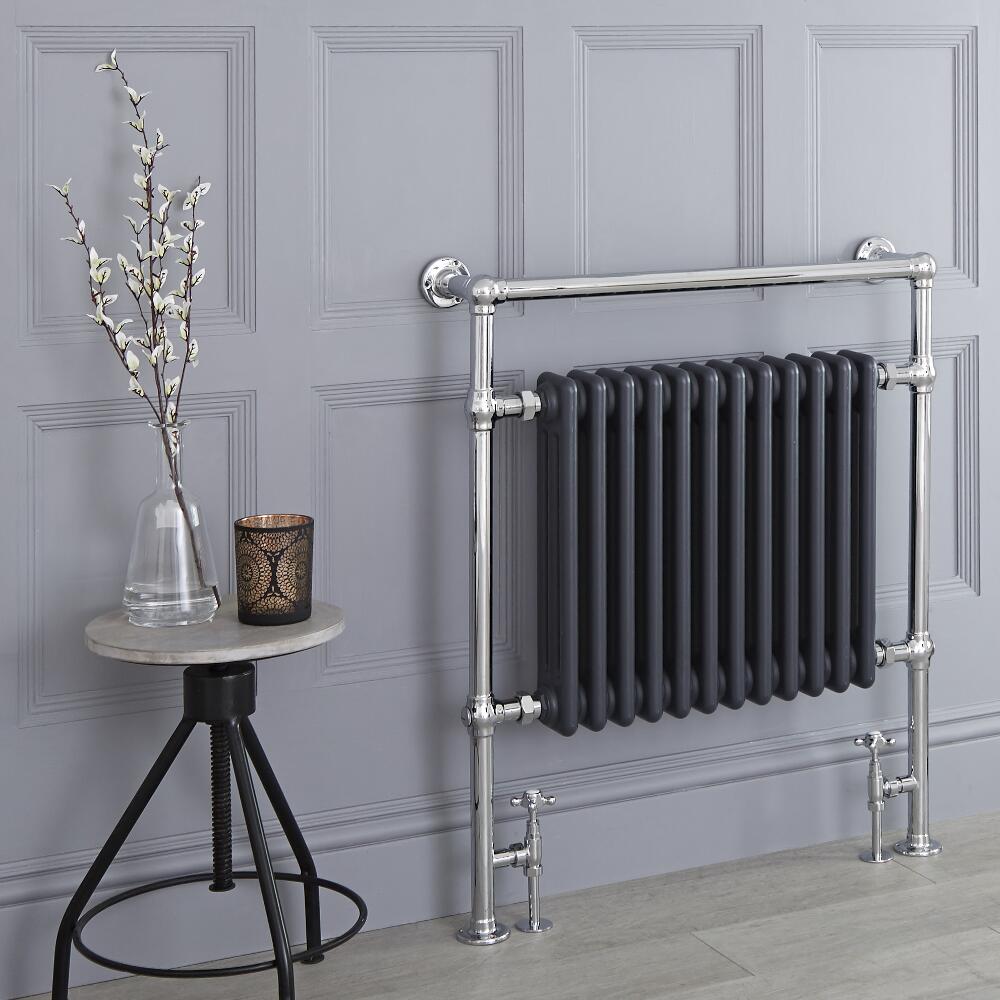 Radiatore Scaldasalviette Tradizionale Antracite - 930mm x 790mm (Barra Porta Salviette Superiore) - Avon