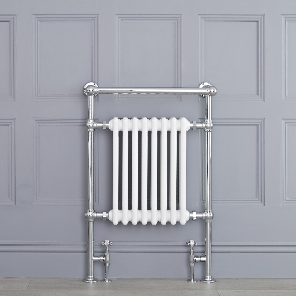 Radiatore Scaldasalviette Tradizionale - Cromato e Bianco - 930mm x 620mm x 230mm - 775 Watt - Avon