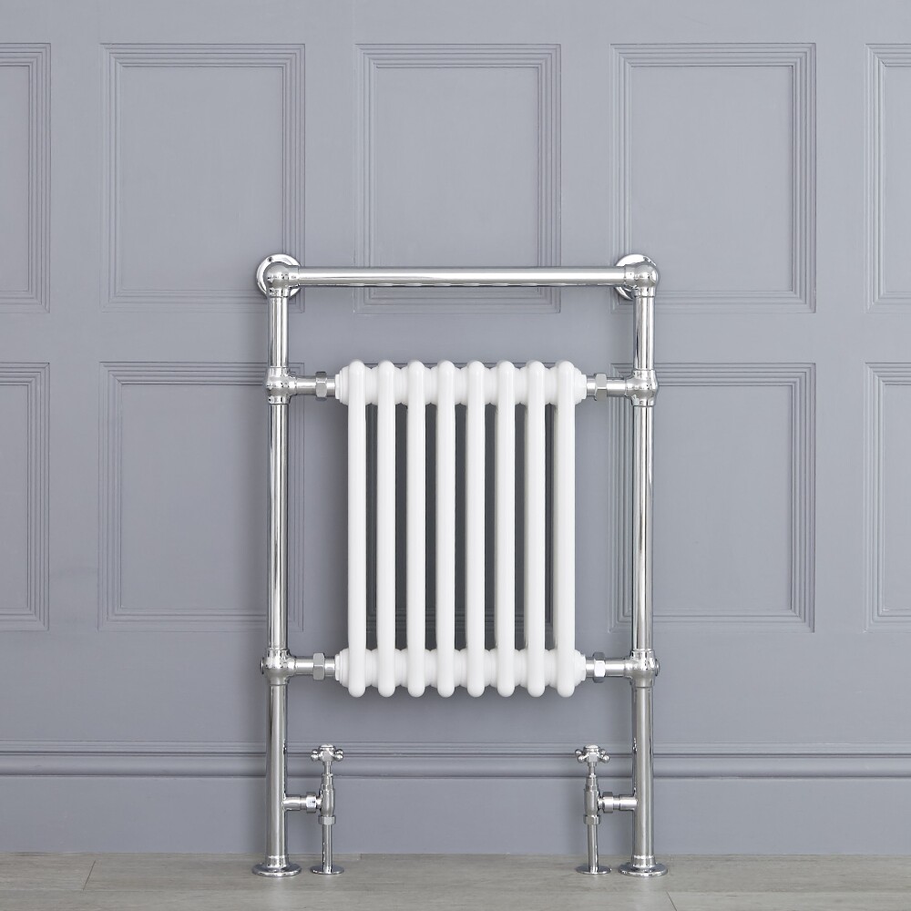 Radiatore Scaldasalviette Tradizionale - Cromato e Bianco - 930mm x 620mm x 155mm - 751 Watt - Marchesa