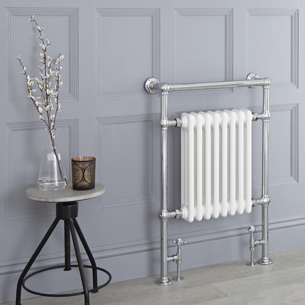 Radiatore Scaldasalviette Tradizionale Bianco - 930mm x 620mm (Barra Porta Salviette Superiore) - Avon