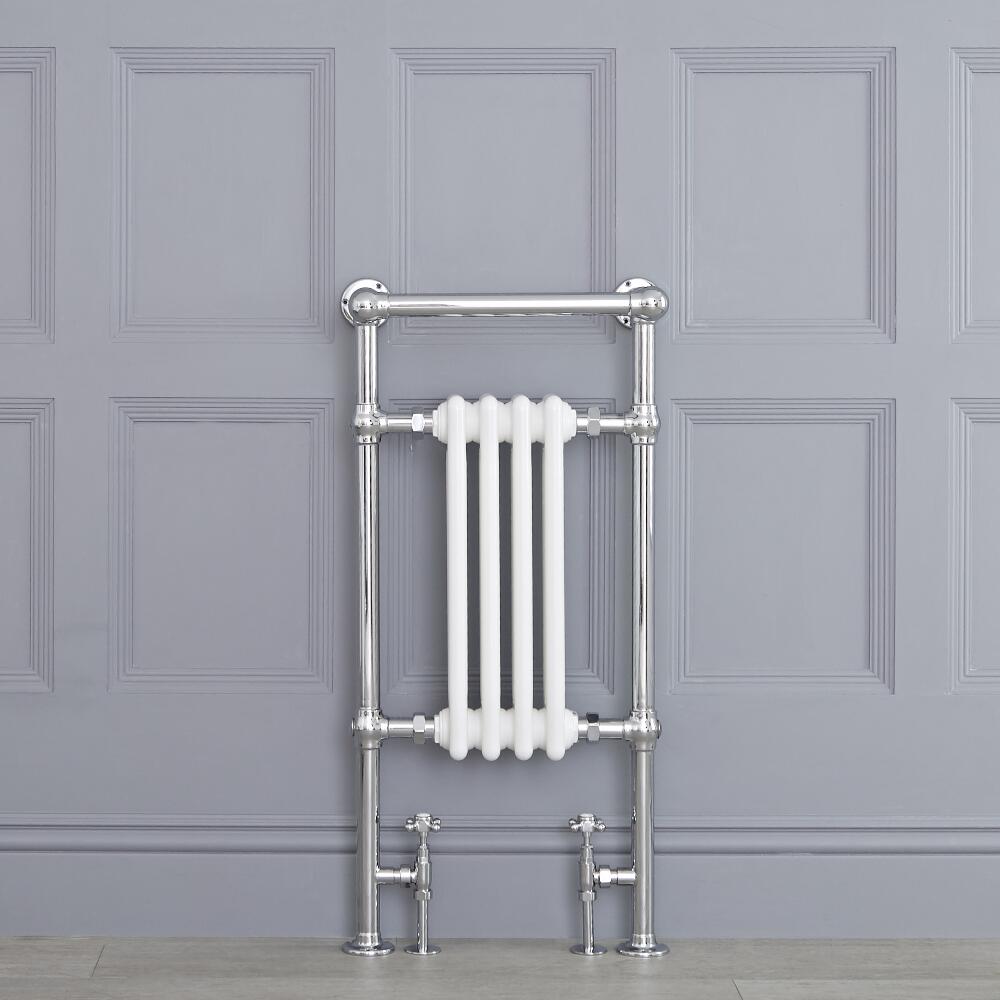 Radiatore Scaldasalviette Tradizionale Bianco - 930mm x 452mm (Barra Porta Salviette Angolare) - Avon