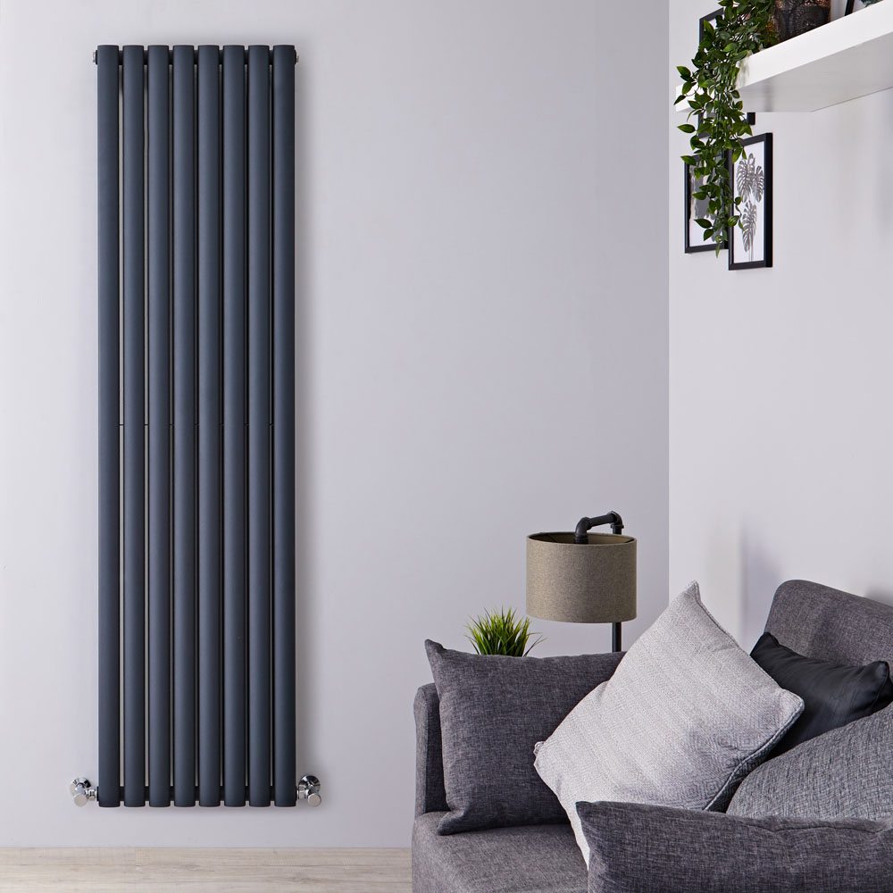 Radiatore di Design Verticale Doppio - Antracite - 1780mm x 472mm x 78mm - 1868 Watt - Revive