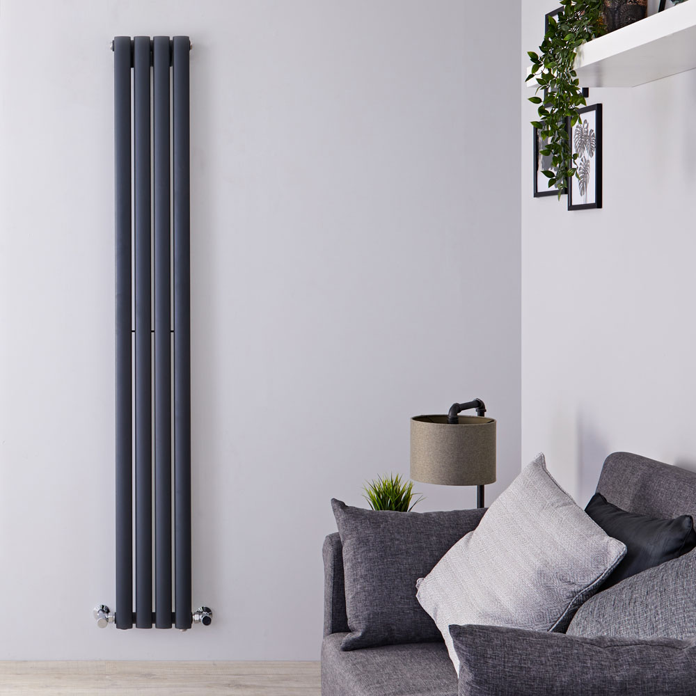 Radiatore di Design Verticale Salva-spazio - Antracite - 1780mm x 236mm x 56mm - 595 Watt - Revive Slim