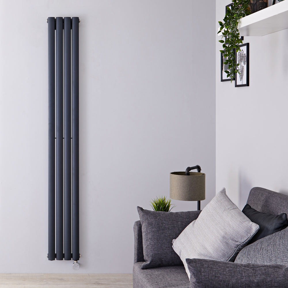 Radiatore di Design Elettrico Verticale - Antracite - 1780mm x 236mm x 56mm - Elemento Termostatico 800W - Revive